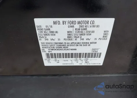 2018 Ford Explorer Xlt z USA, uszkodzony, nr VIN 1FM5K8D83JGA74998